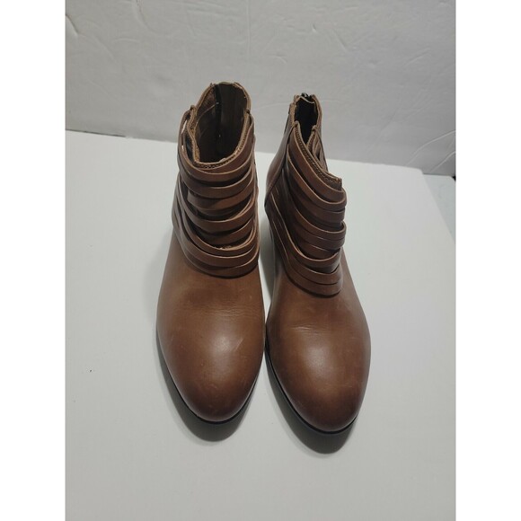 CLARKS Artisan Brown Leather Back Zip Ankle Boots Booties Size 7M - Picture 1 of 5